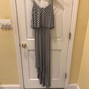 Black and white striped dress